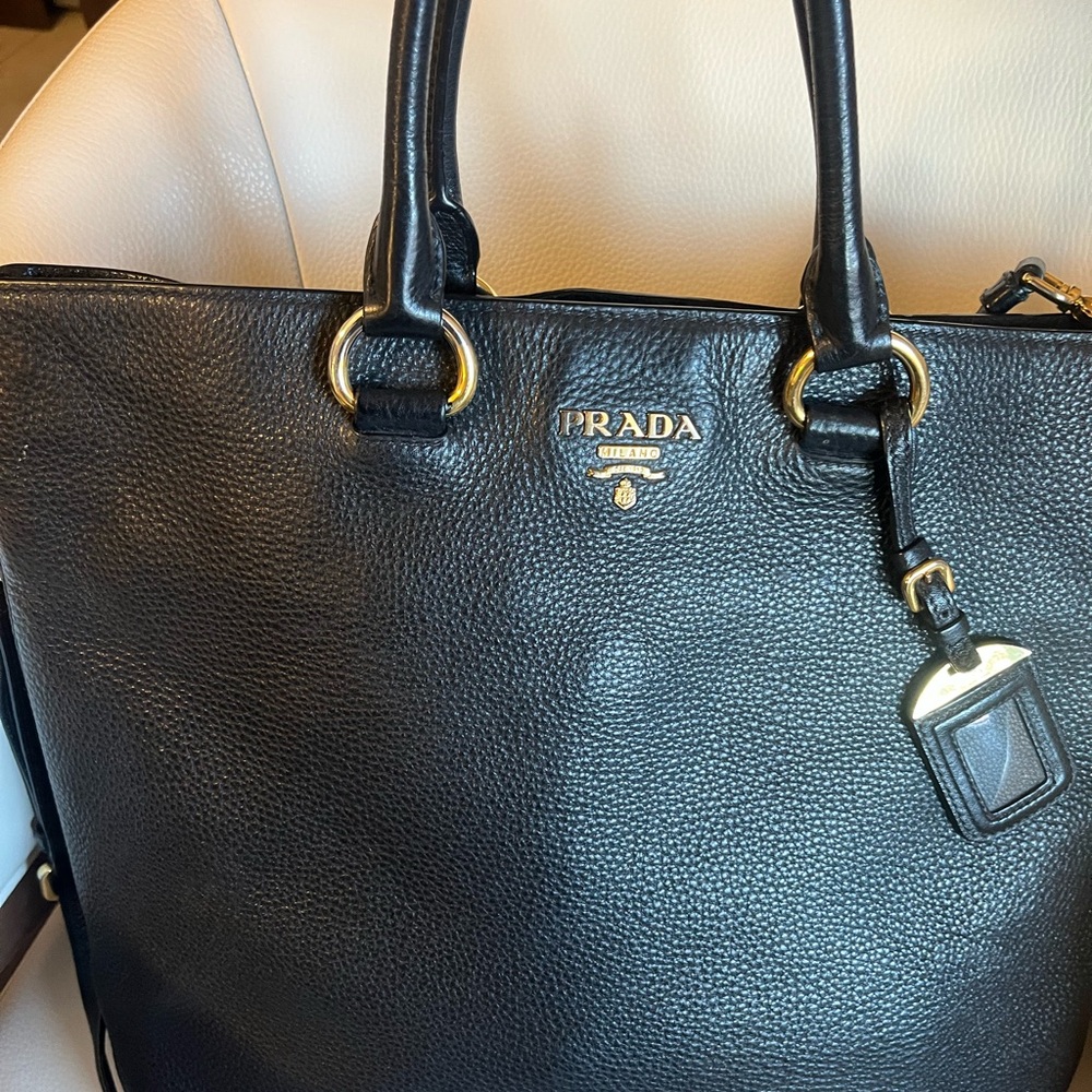 Authentic Prada Black Vitello Daino